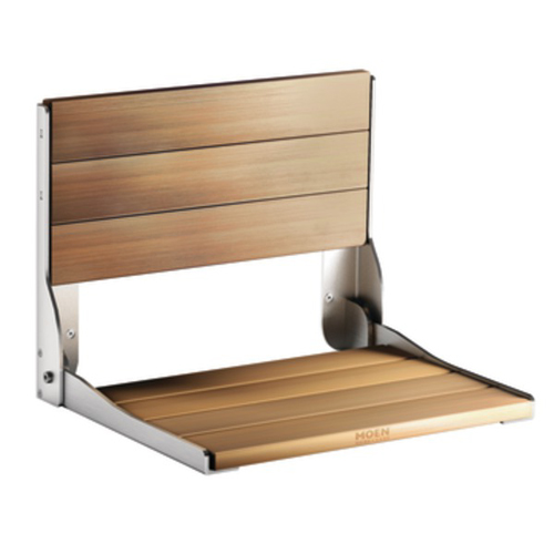 Moen DN7110 Creative Specialties Wall Mounted Fold Down Shower Seat - Wood